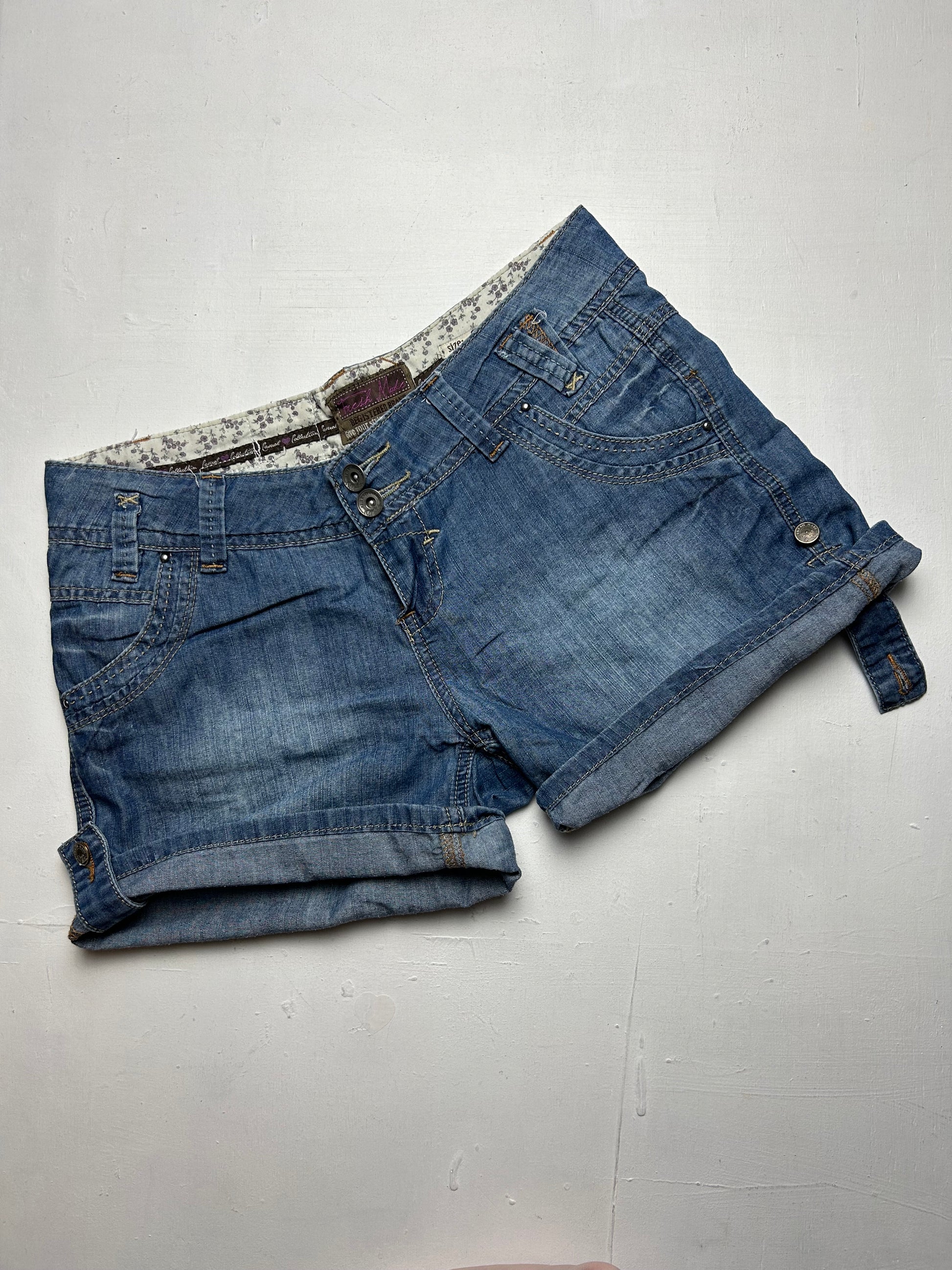 Blue low rise mini / micro utility short (S)