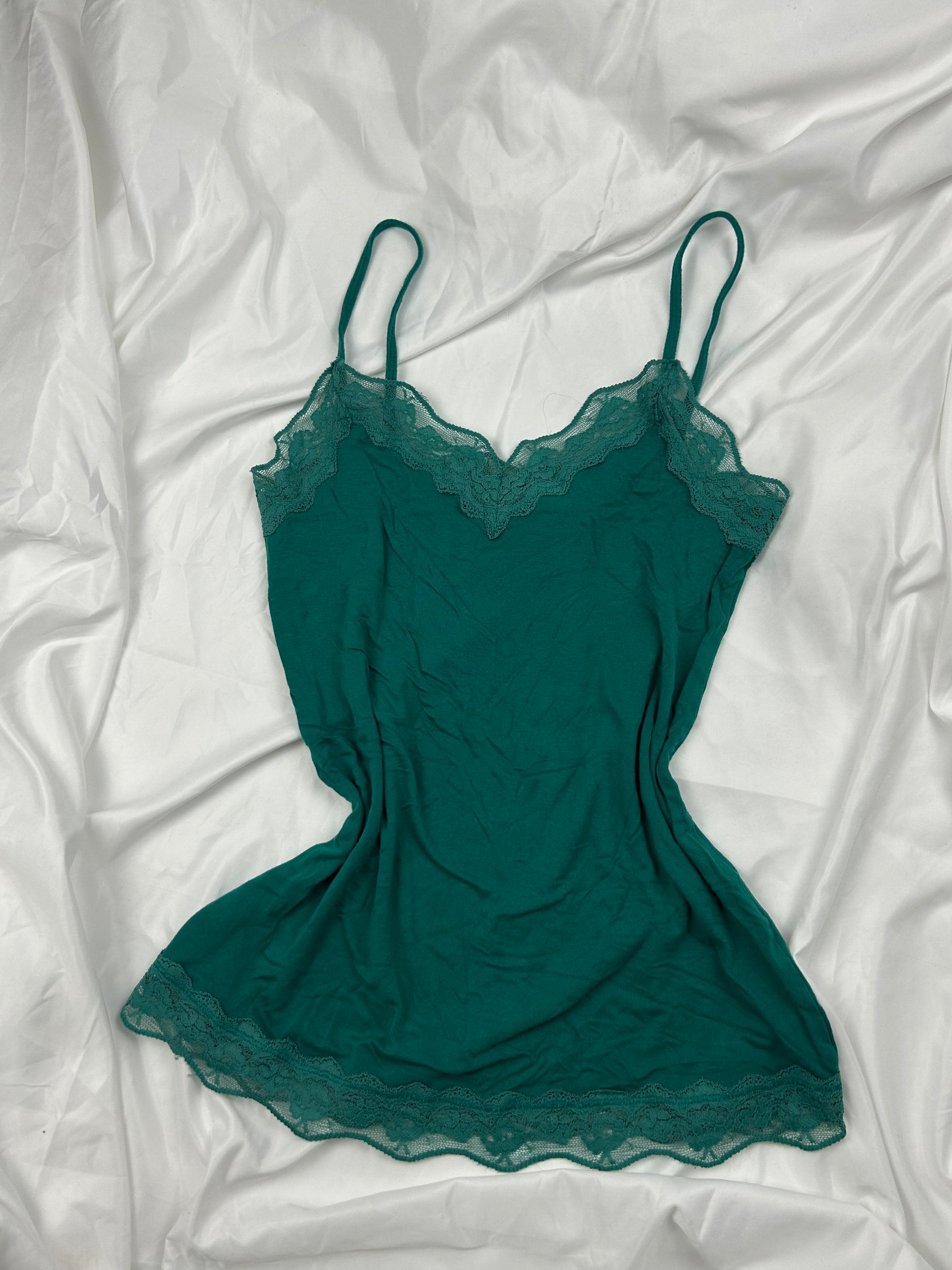 Green lace mesh cami top (L)