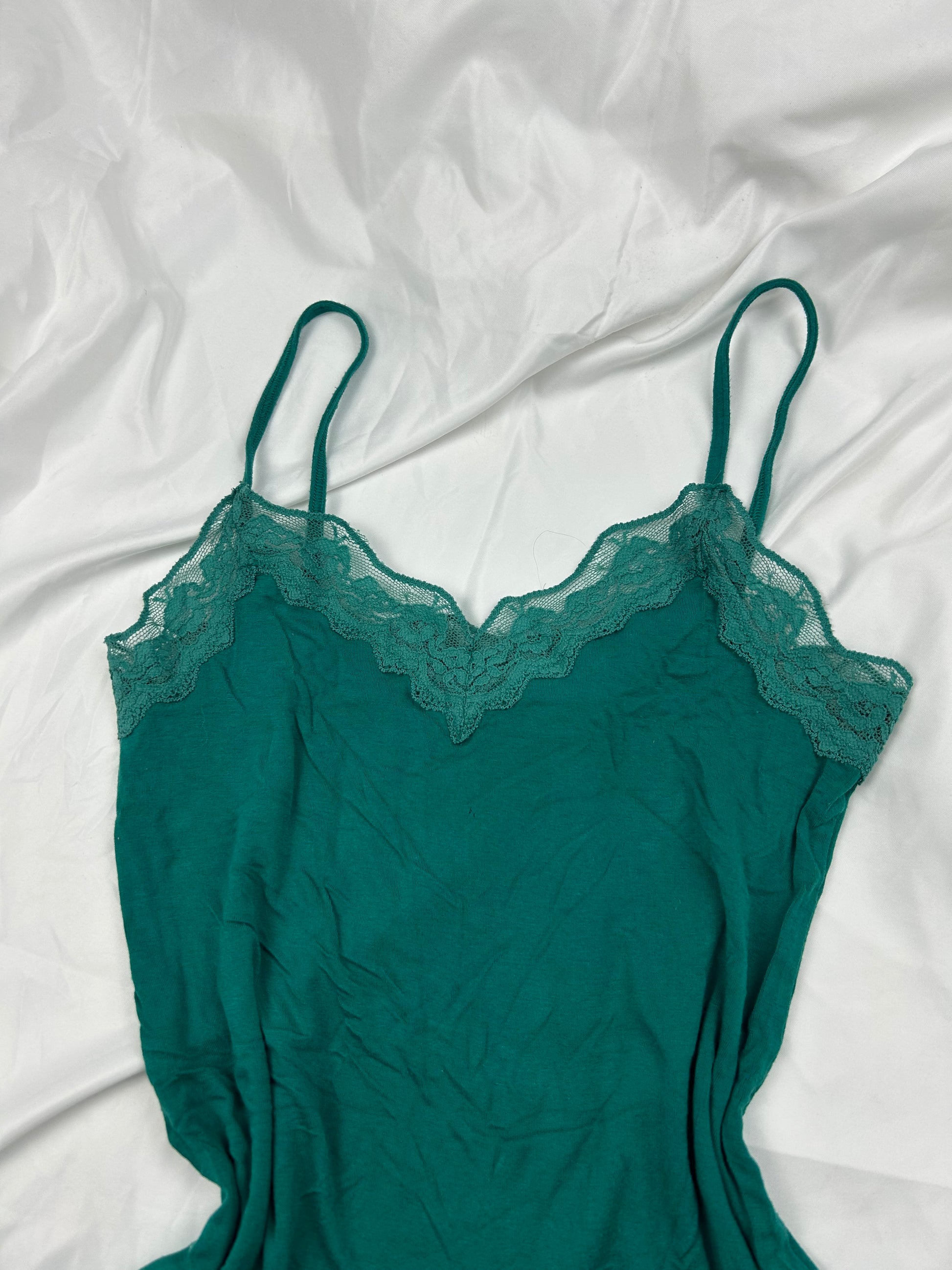 Green lace mesh cami top (L)