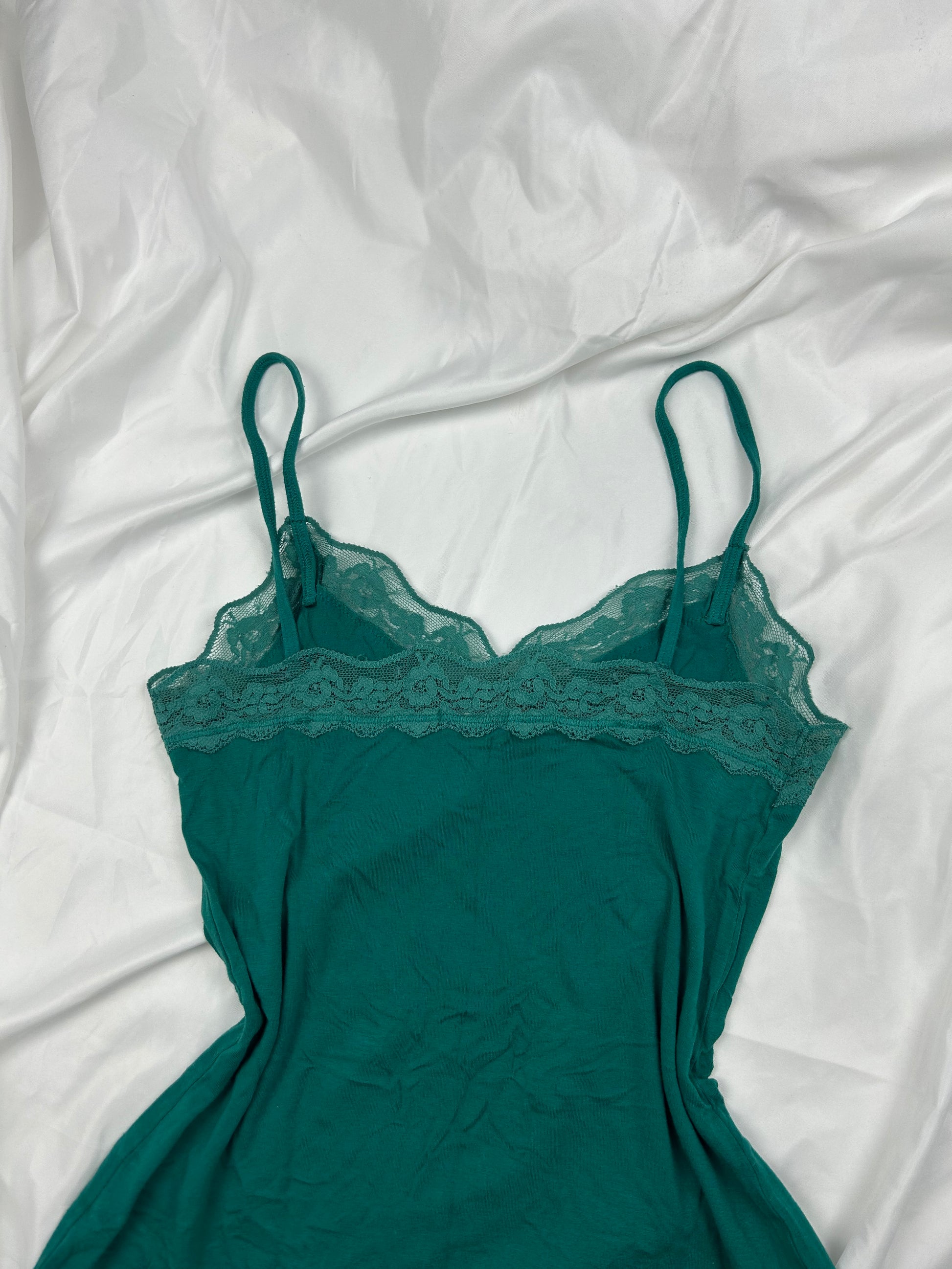 Green lace mesh cami top (L)