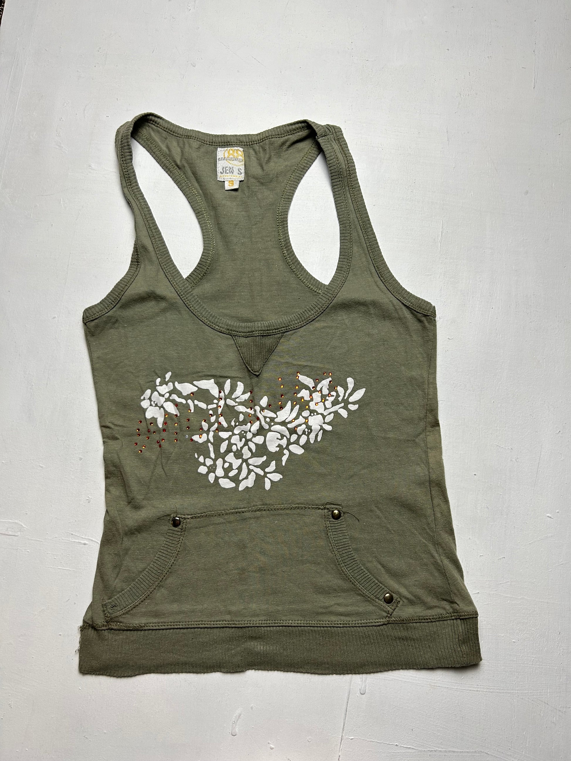 Khaki utility pockets tank top (S)