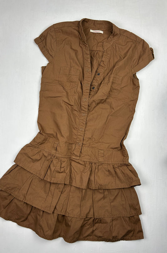 Brown pleated mini dress (M)