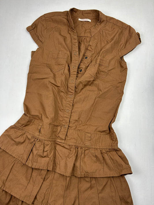 Brown pleated mini dress (M)