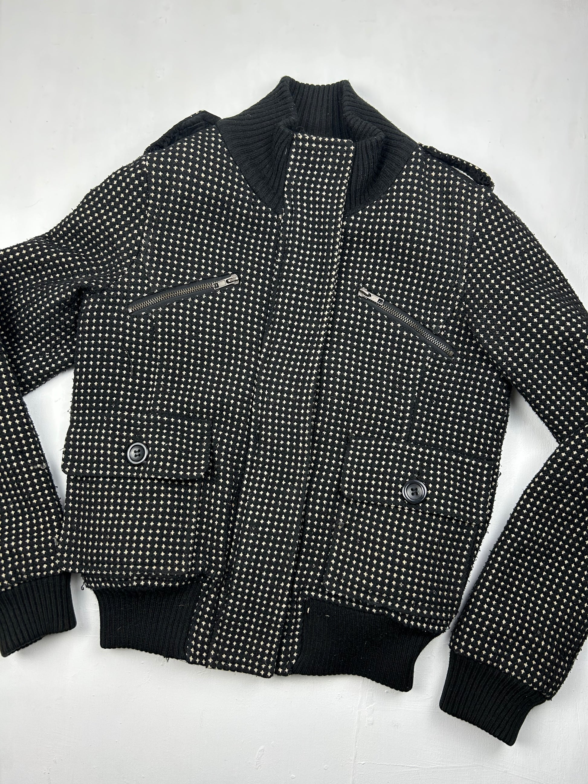 Black biker puffer jacket (S/M)