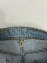 Load image into Gallery viewer, Low rise stretchy blue denim mini / micro short (S/M)