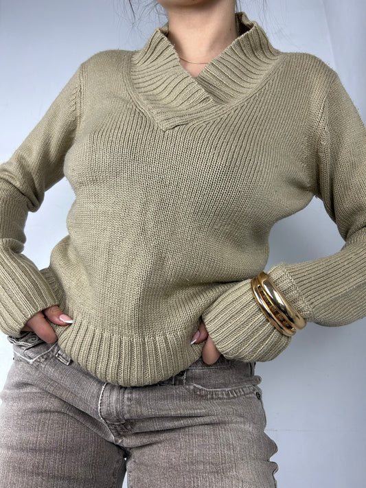 Beige V neck jumper (M)