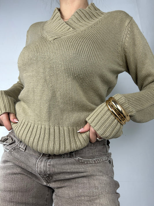 Beige V neck jumper (M)