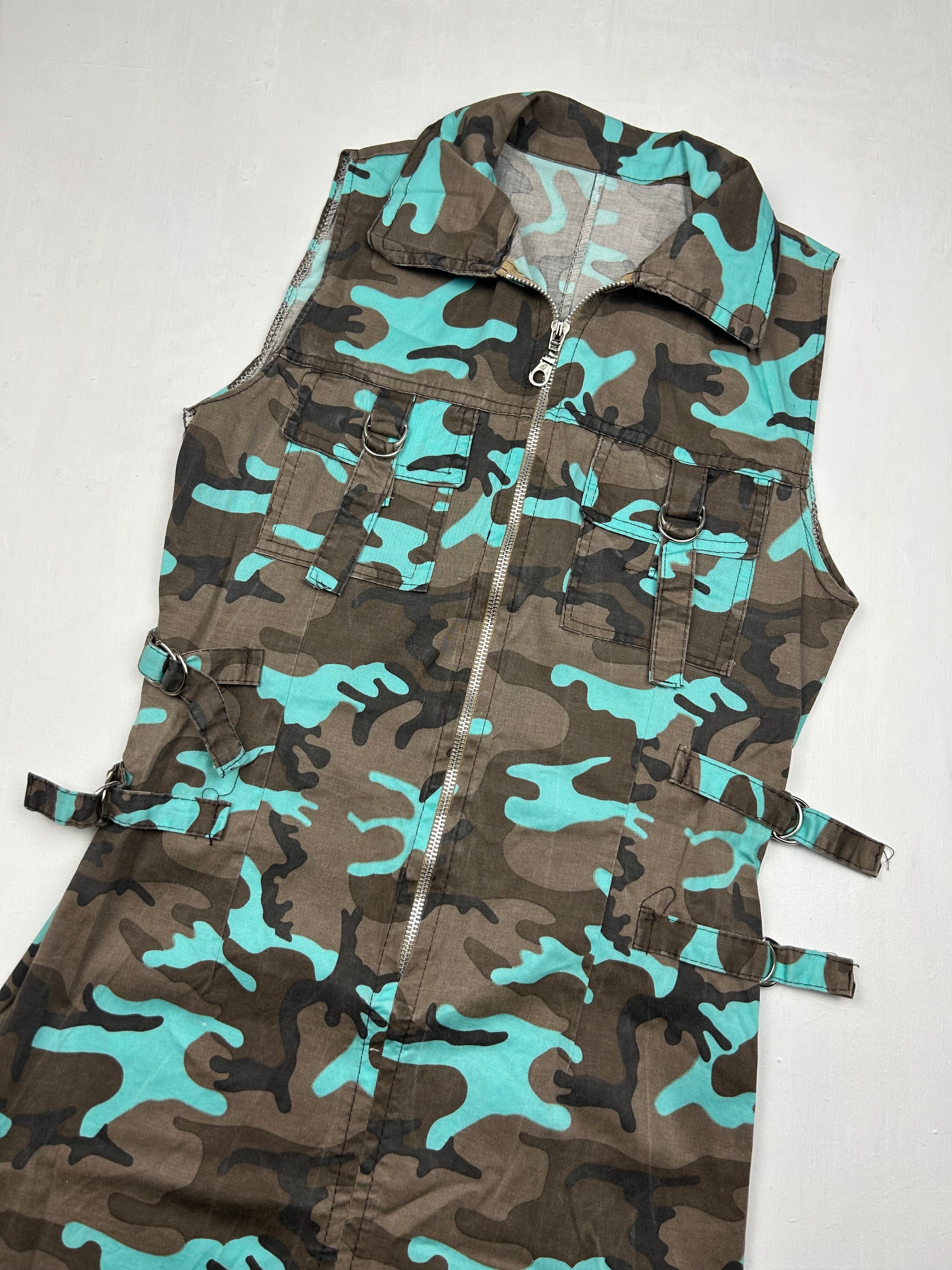 Camo print blue cami mini dress (XS)