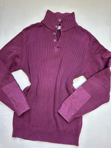 Purple buttons up knitted jumper (XL)