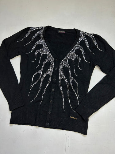 Black strass cardigan knitted jumper (S/M)