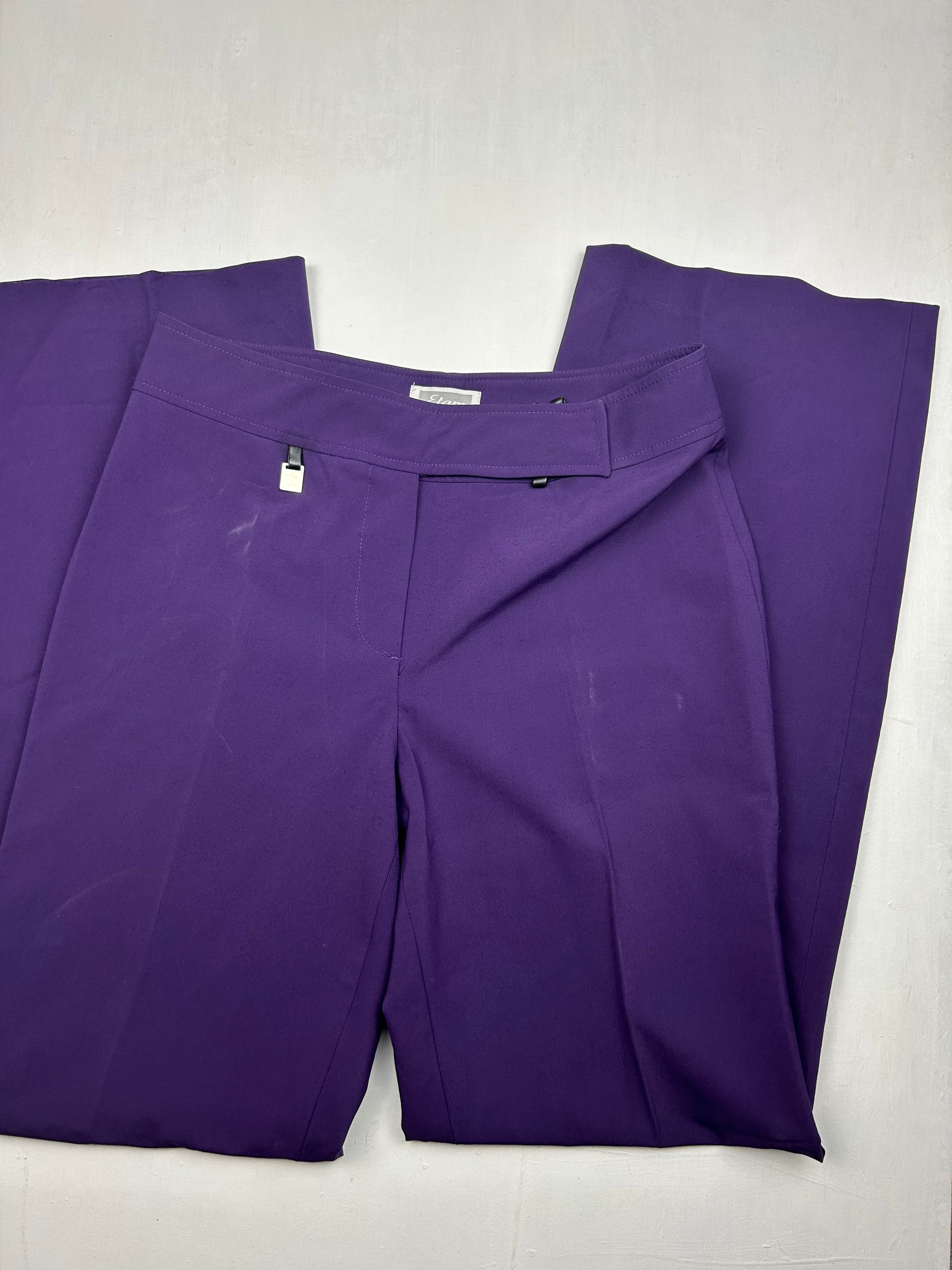 Purple mid rise office flare pants (L)