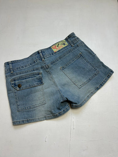 Blue denim low rise mini short (S)