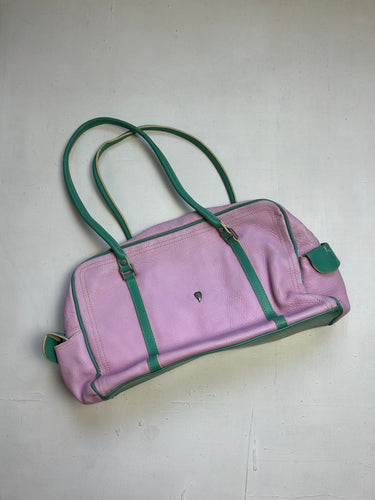 Baby pink real leather uni shoulder bag