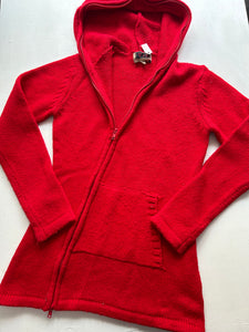 Red asymmetric zip up long sleeves knitted jumper y2k 90s vintage (S/M – SK  VINTAGE