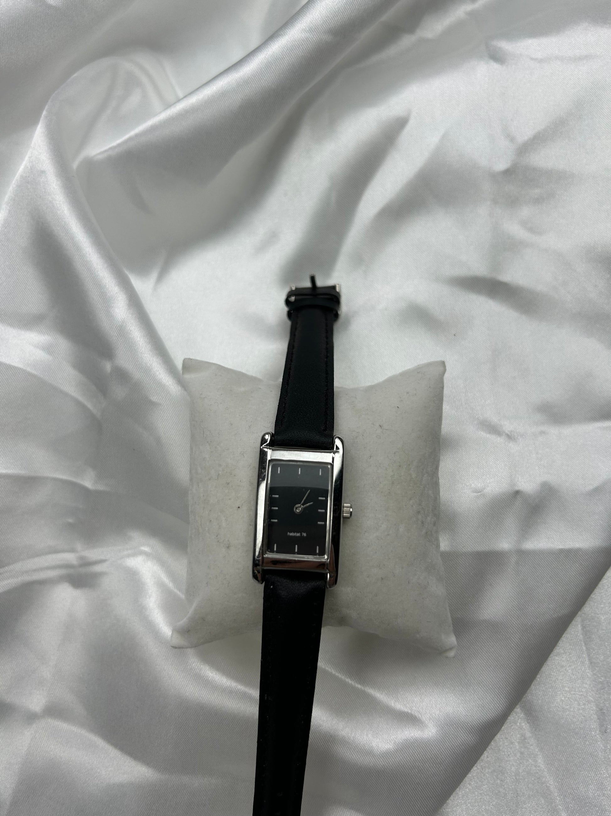 Vintage stainless steel & leather bracelet watch jewelry