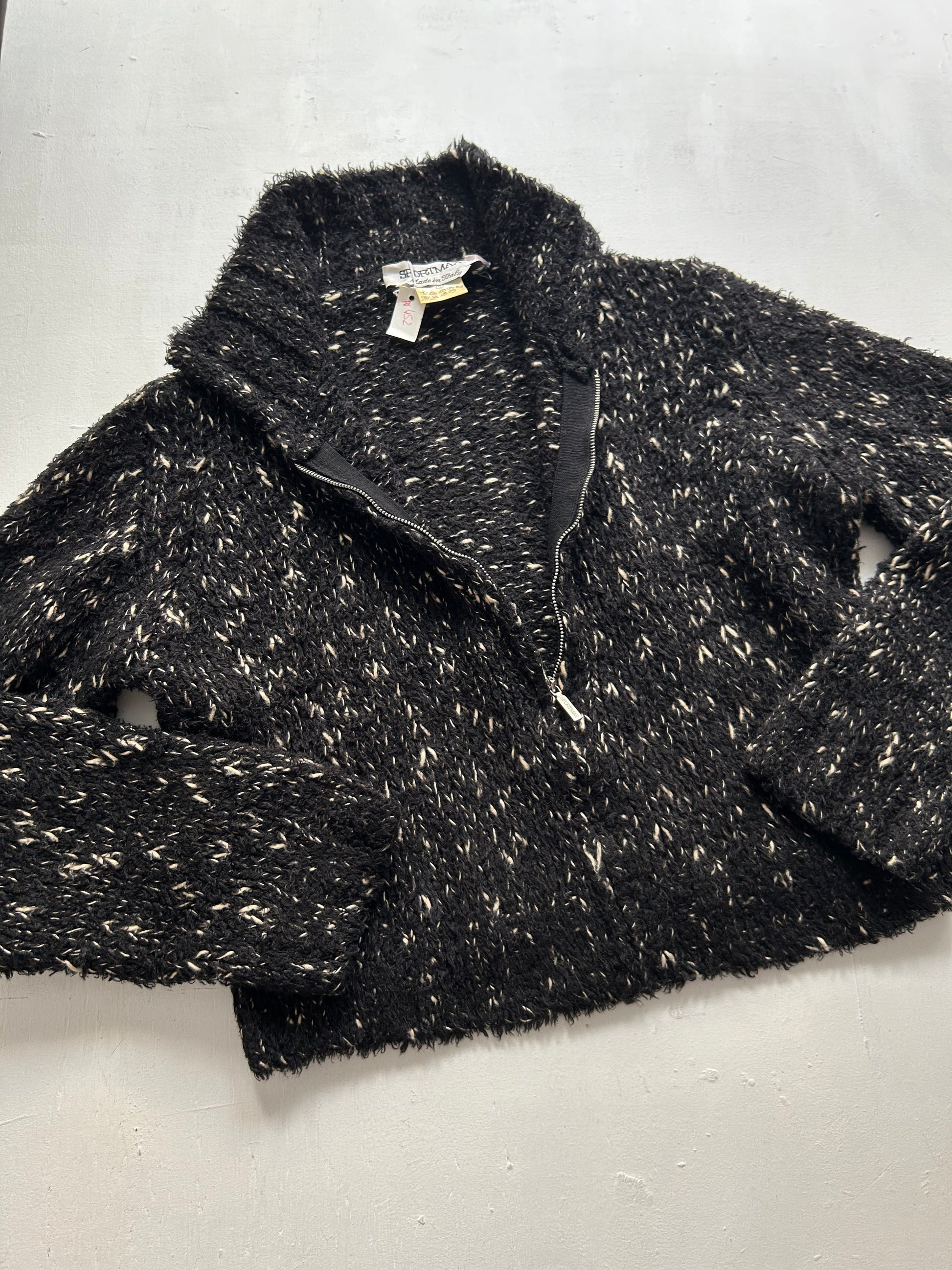 Black wool zip up cardigan jumper (S/M)