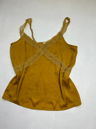 Gold lace detail satin effect cami top (XS/S)