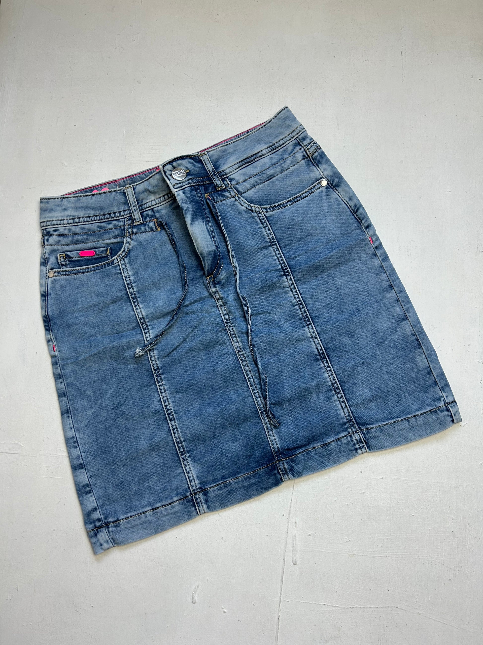 Blue denim belt cotton  low rise skirt (S)