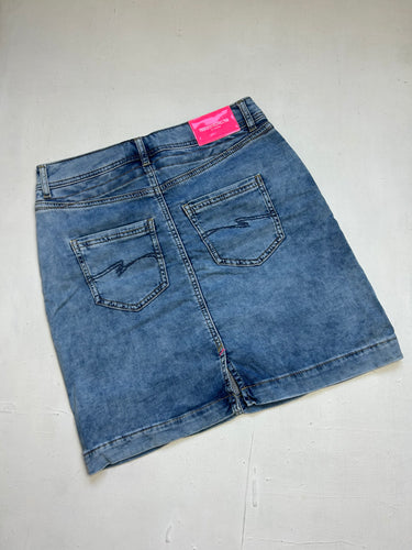 Blue denim belt cotton  low rise skirt (S)