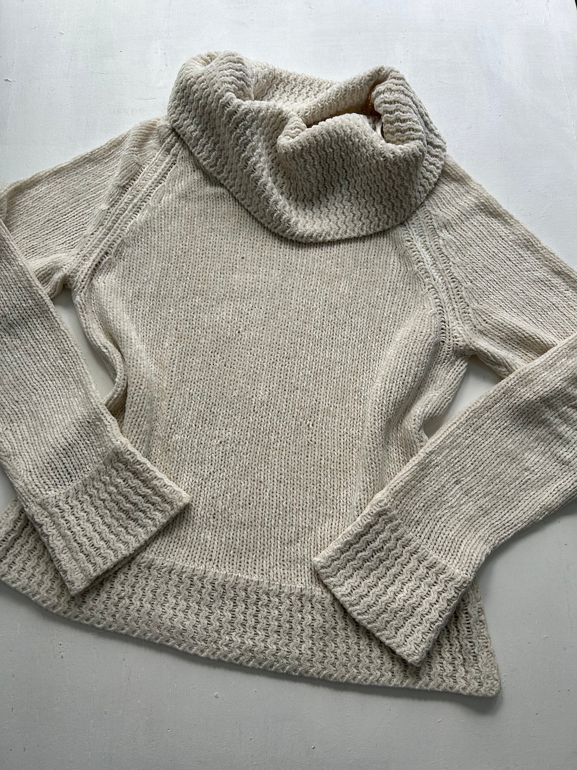 Cream bardot large neck jumper (M)