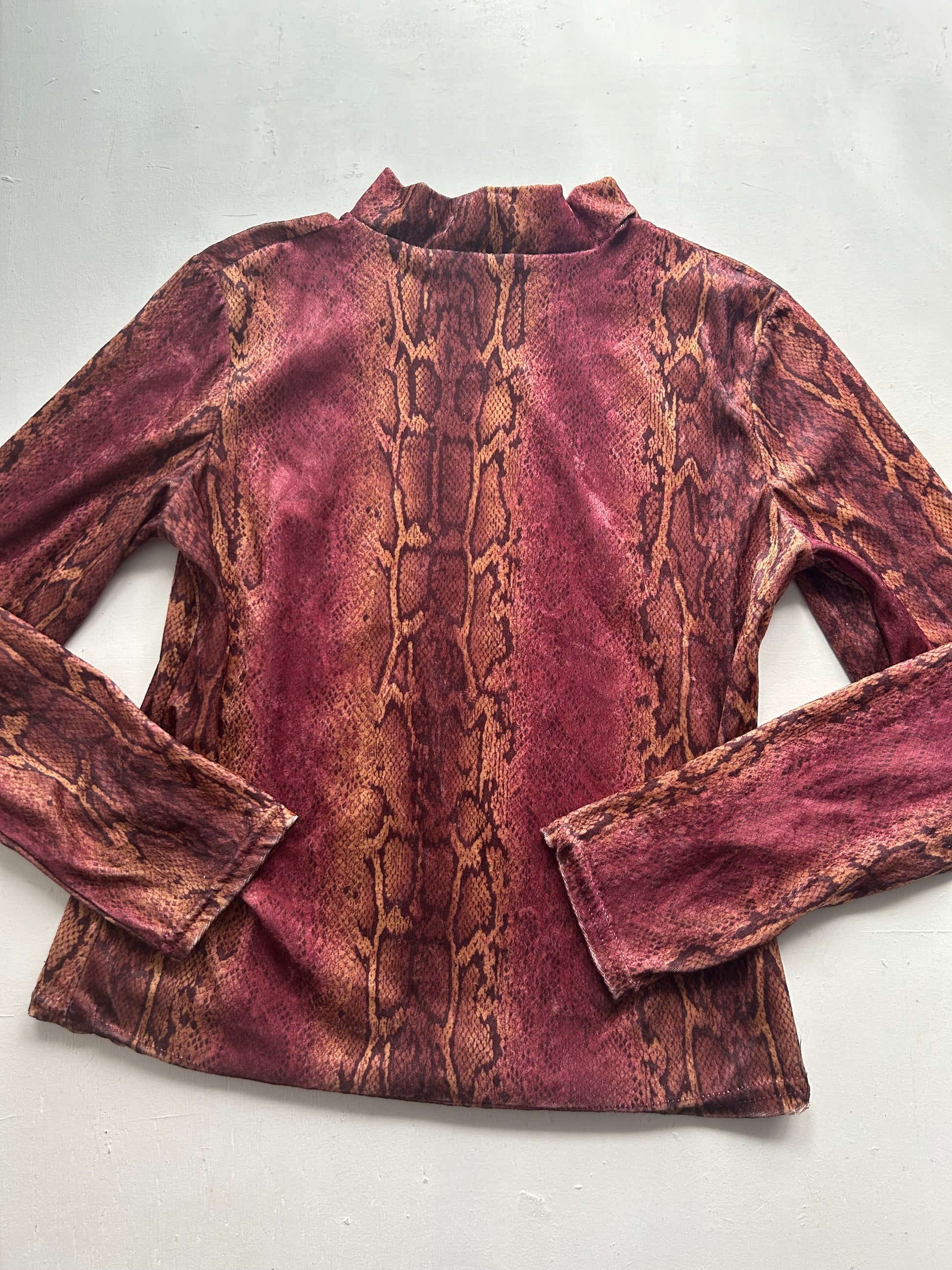 Purple snake print 90s y2k vintage high neck long sleeves top  (S/M)