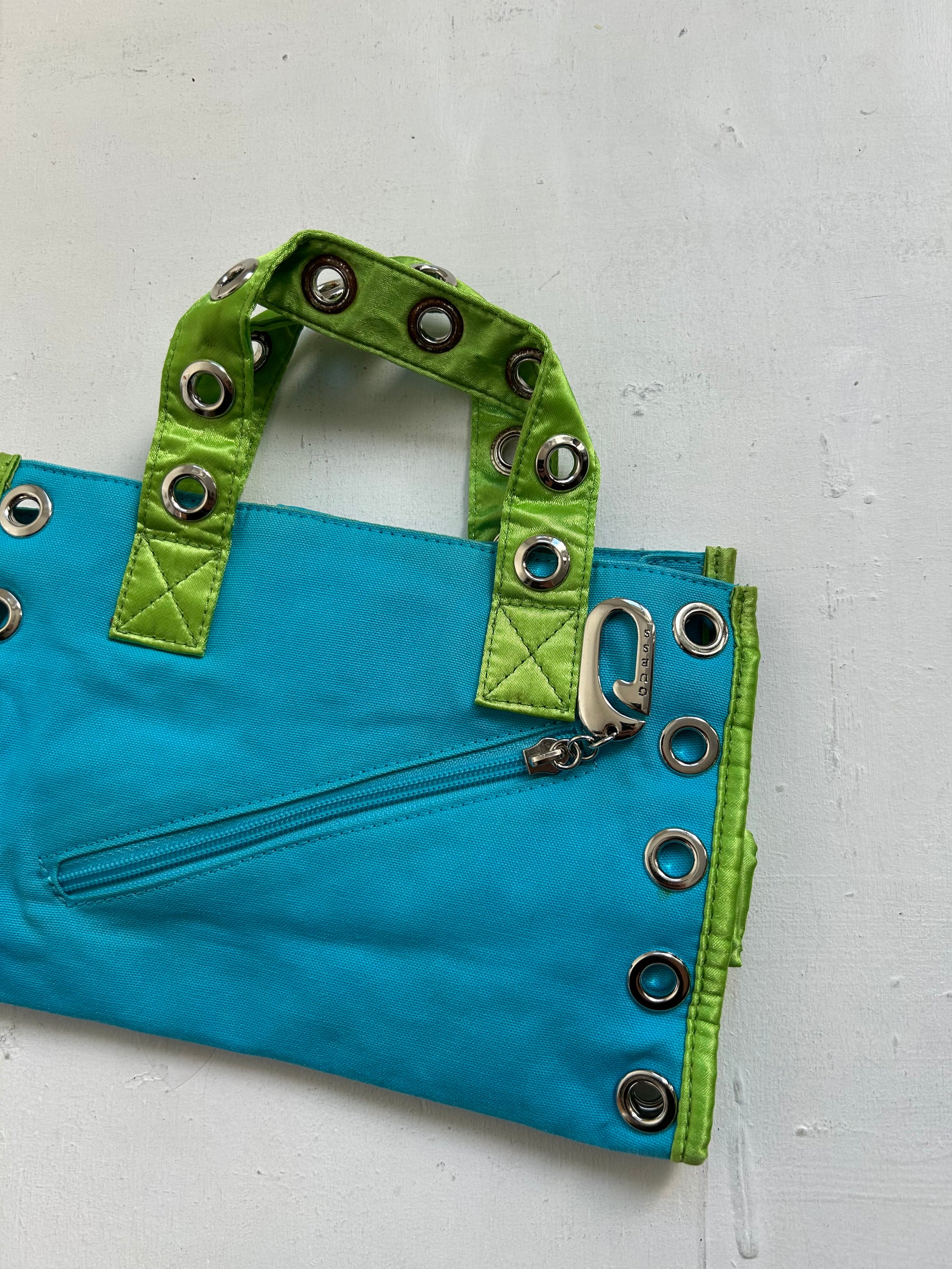 Blue & green monogram mini handbag