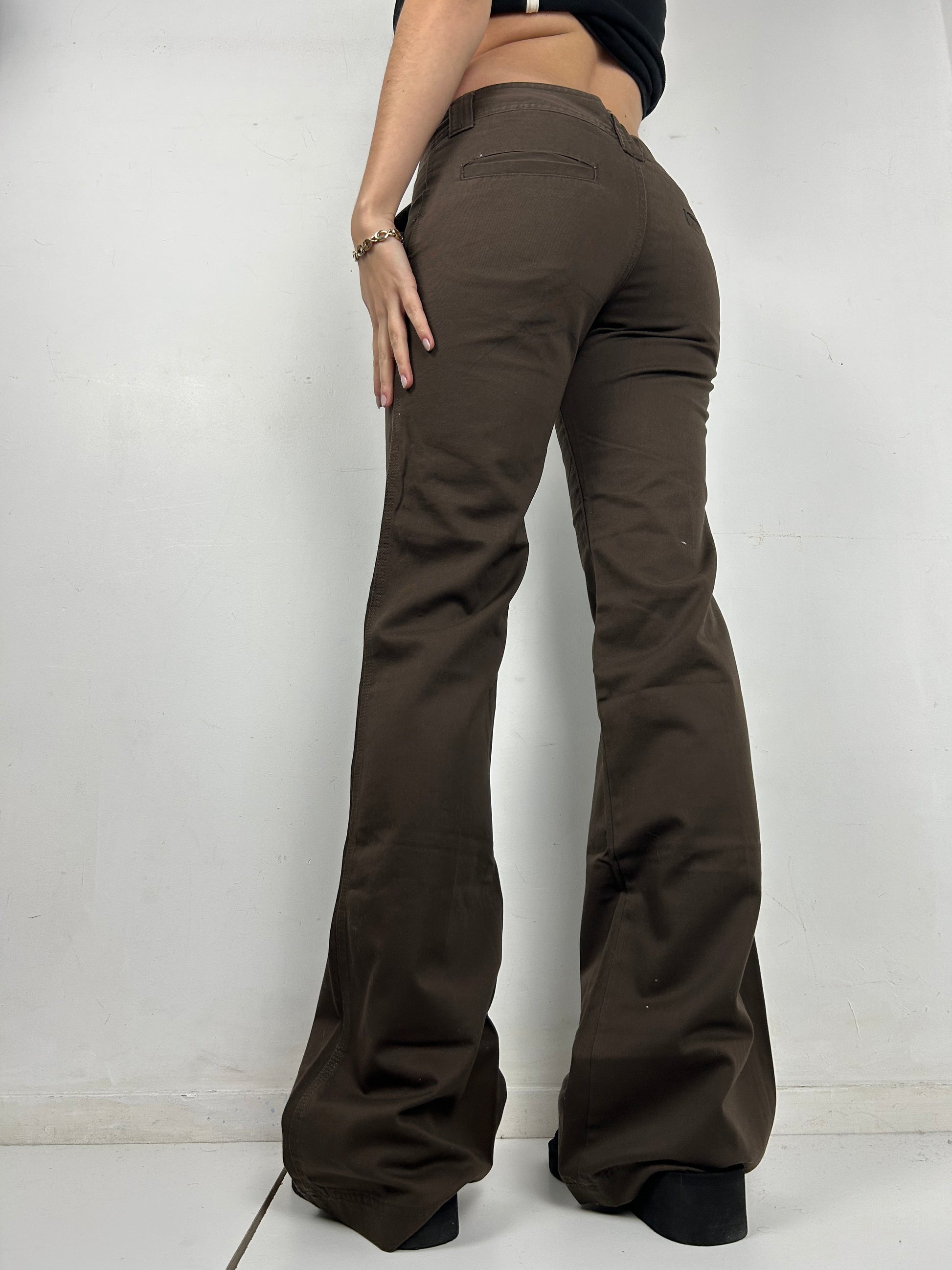 Brown low rise flare / bootcut office pants (S)