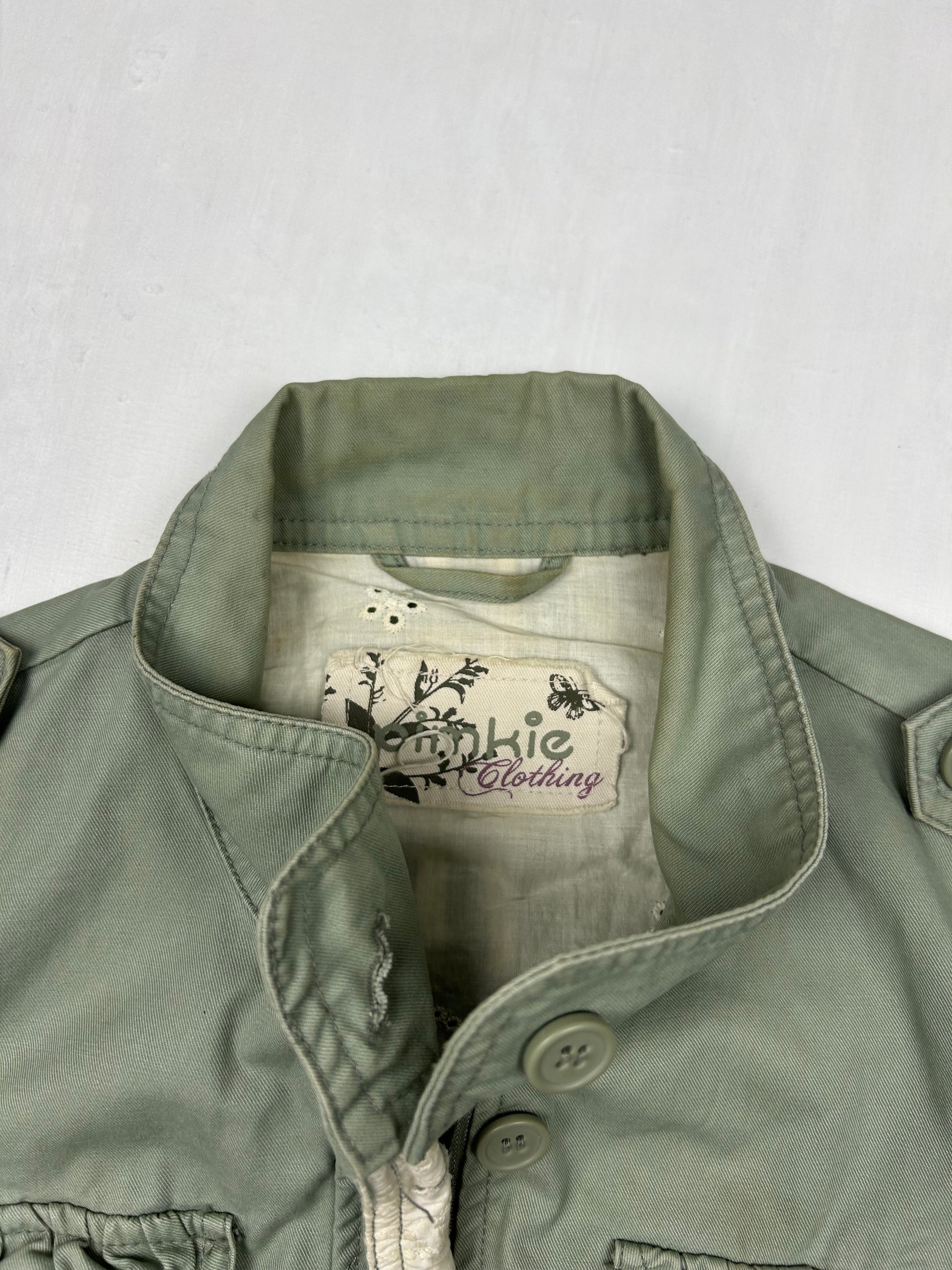 Khaki cotton utility biker jacket (S/M)