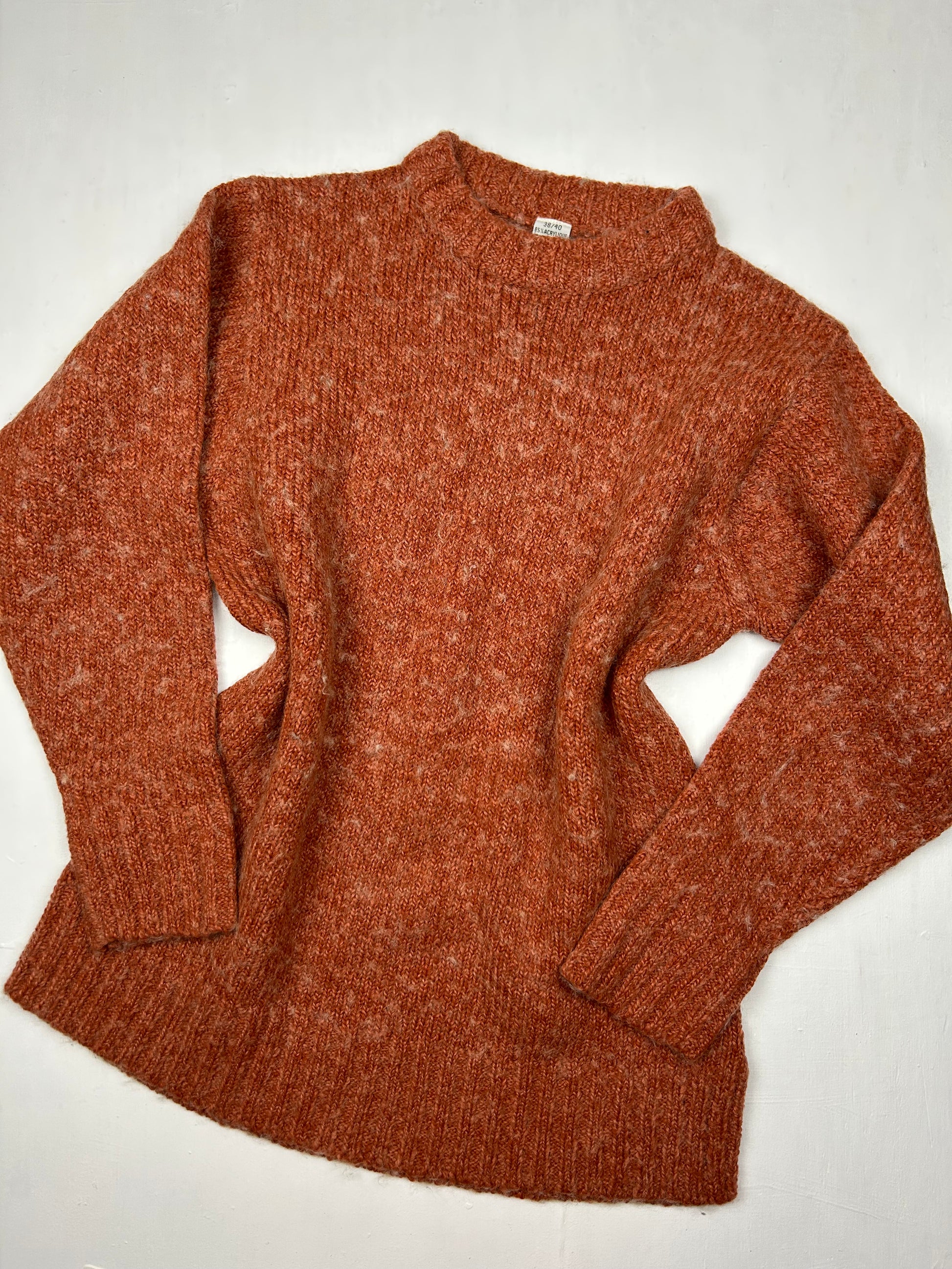 Orange round neck wool jumper (S/M)