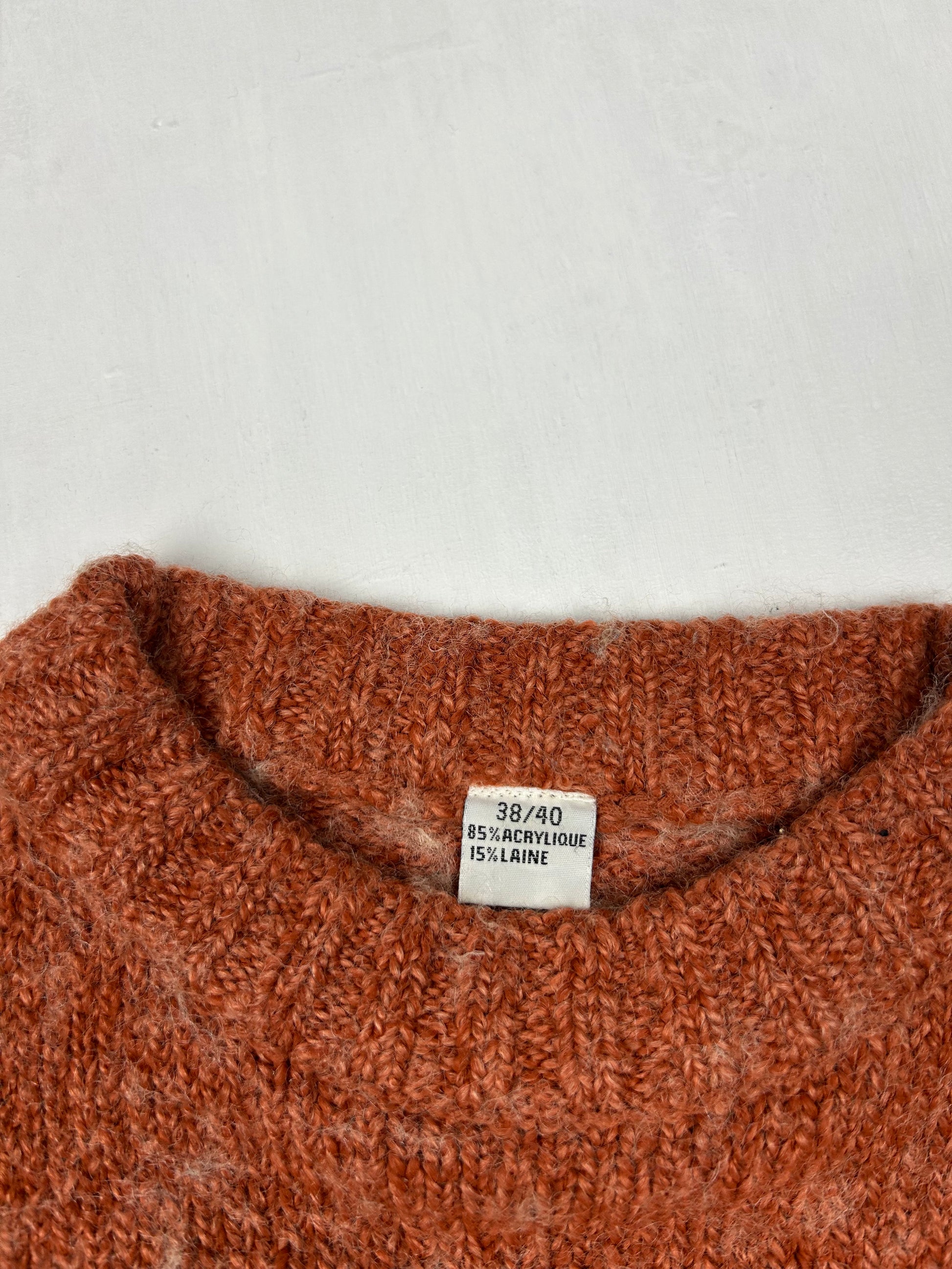 Orange round neck wool jumper (S/M)