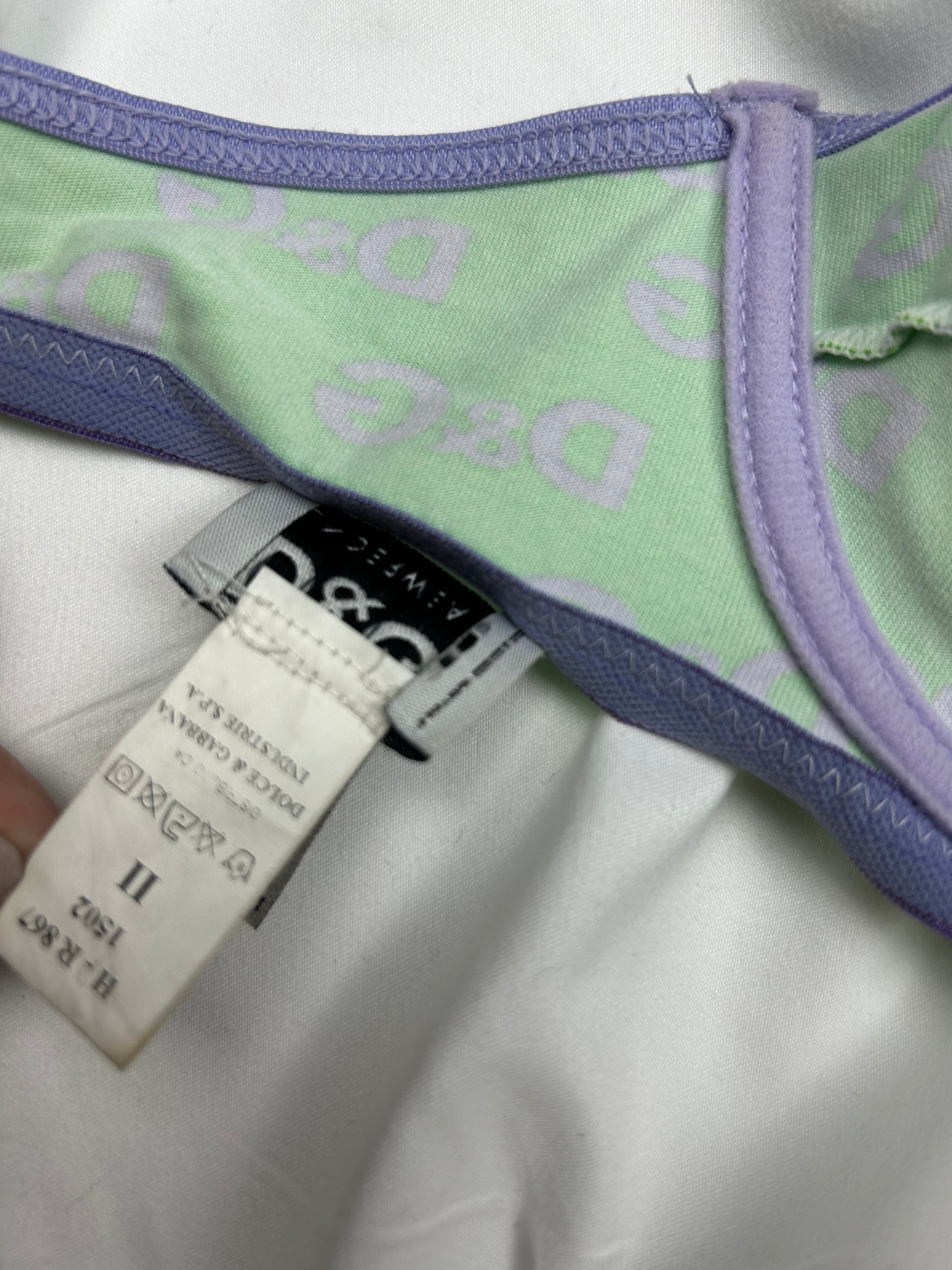 Green cotton logo print bra (90B)