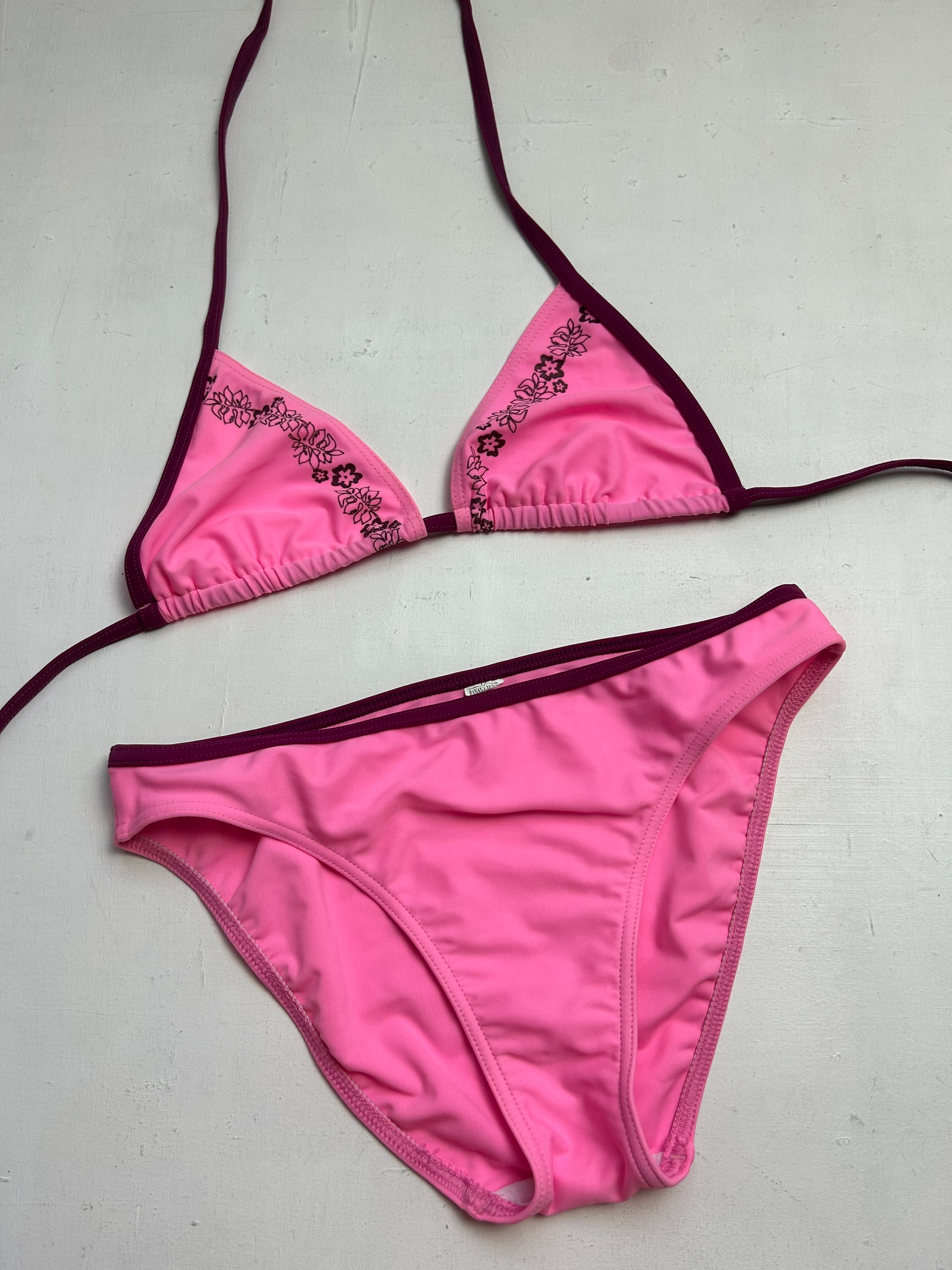 Pink low rise y2k vintage bikini set (M)