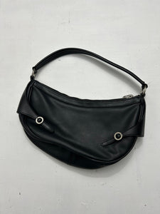 Black buckles zip y2k baguette shoulder bag