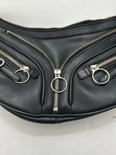 Load image into Gallery viewer, Black buckles zip y2k baguette shoulder bag
