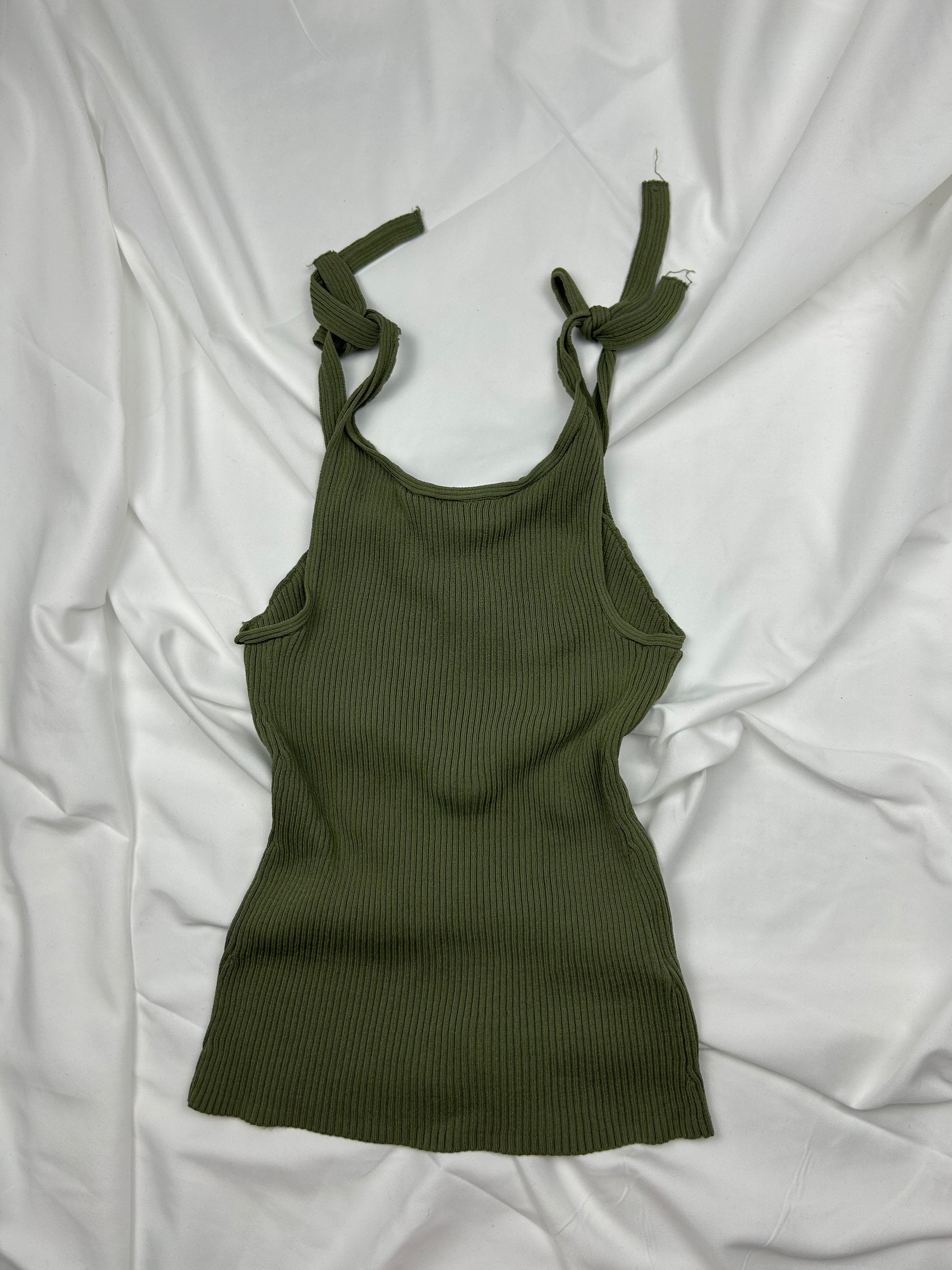 Khaki ribbed stretchy stretchy cami top (S)