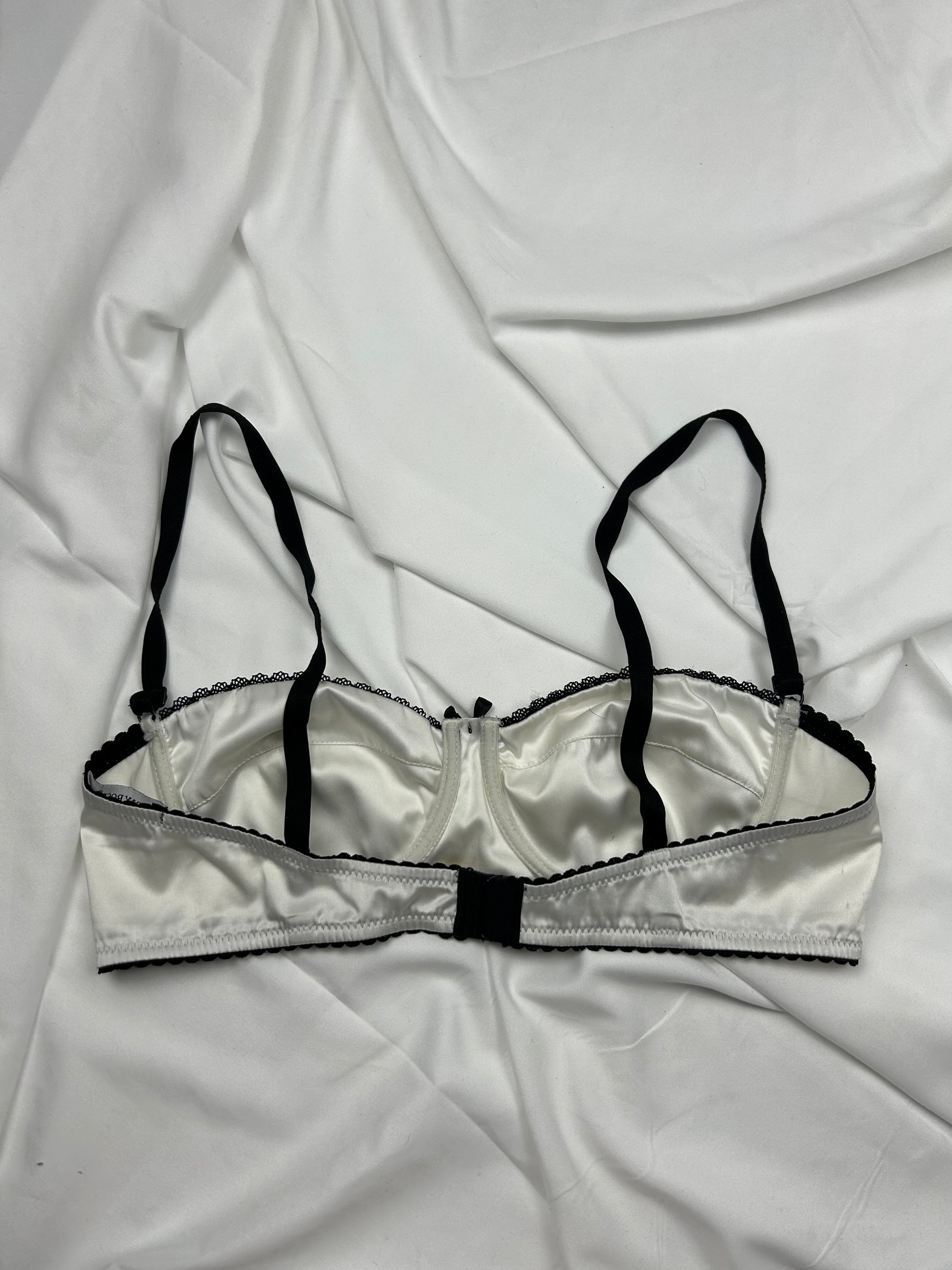 White satin effect band balcony vintage bra