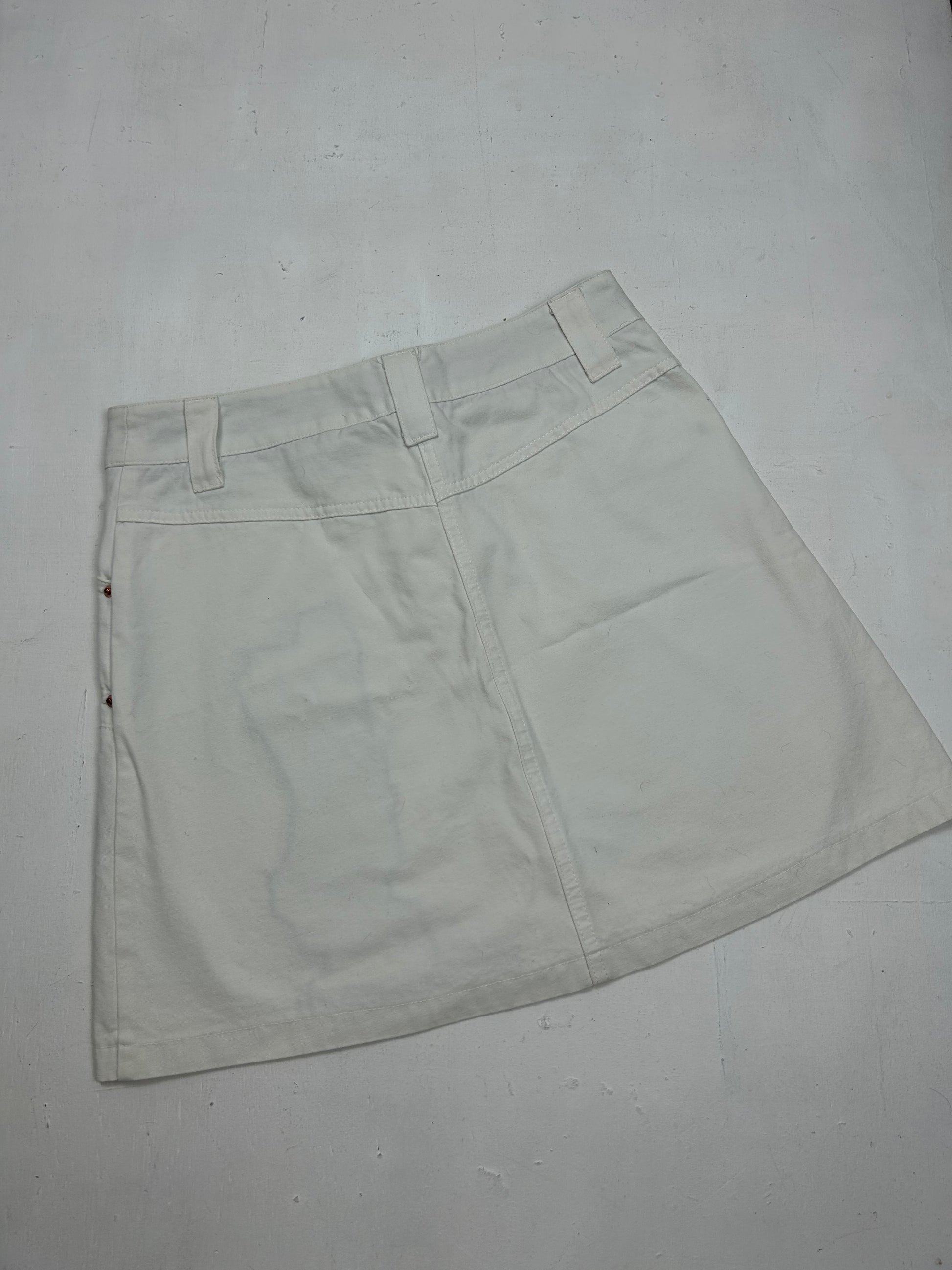 White denim low rise mini skirt (S)