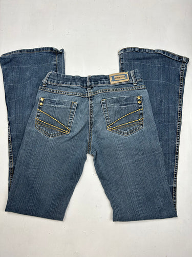 Navy blue low waist bootcut flare denim pants (S)