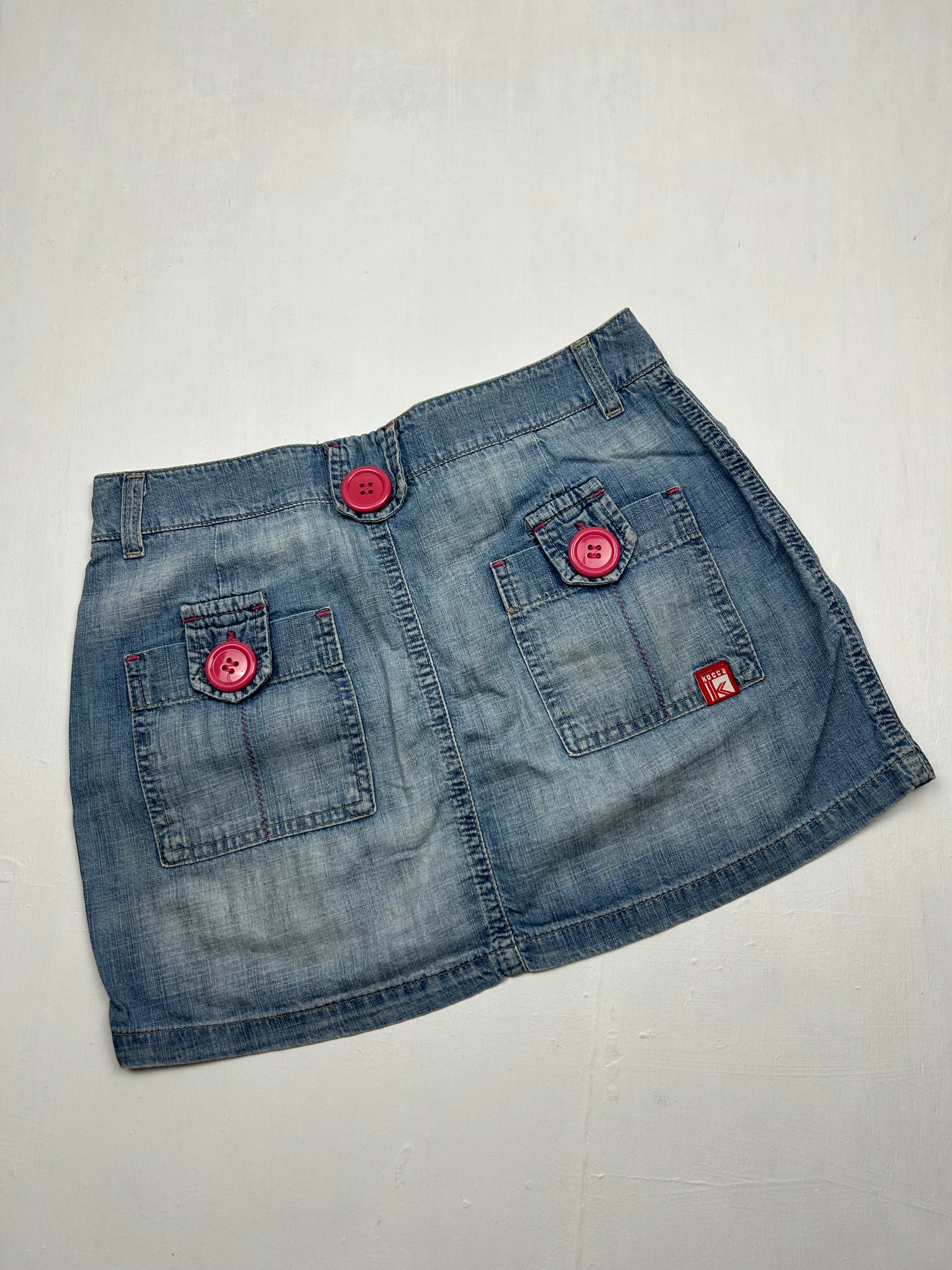 Blue denim low rise mini skirt (S)