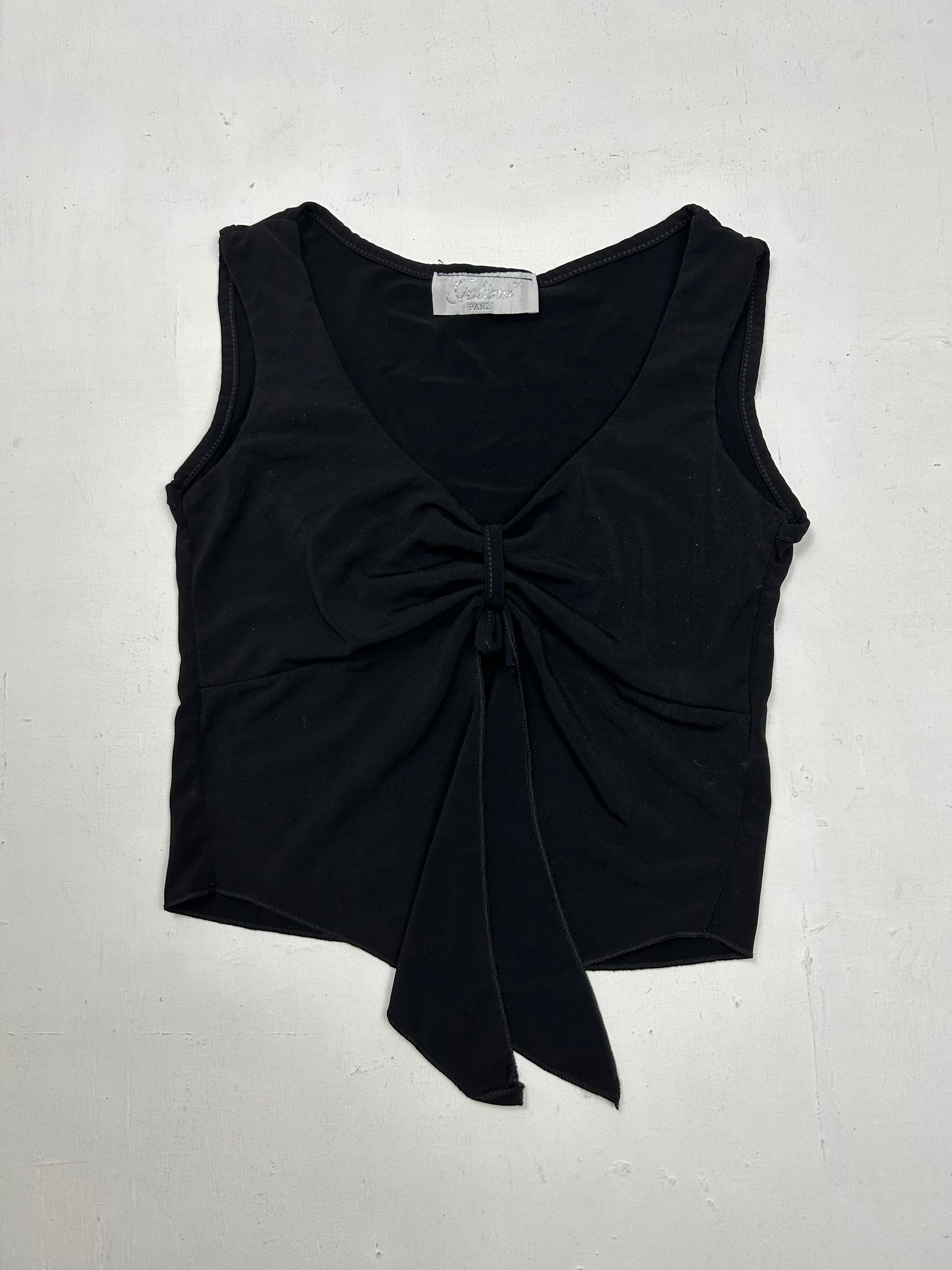 Black open front cropped tank top (XS)