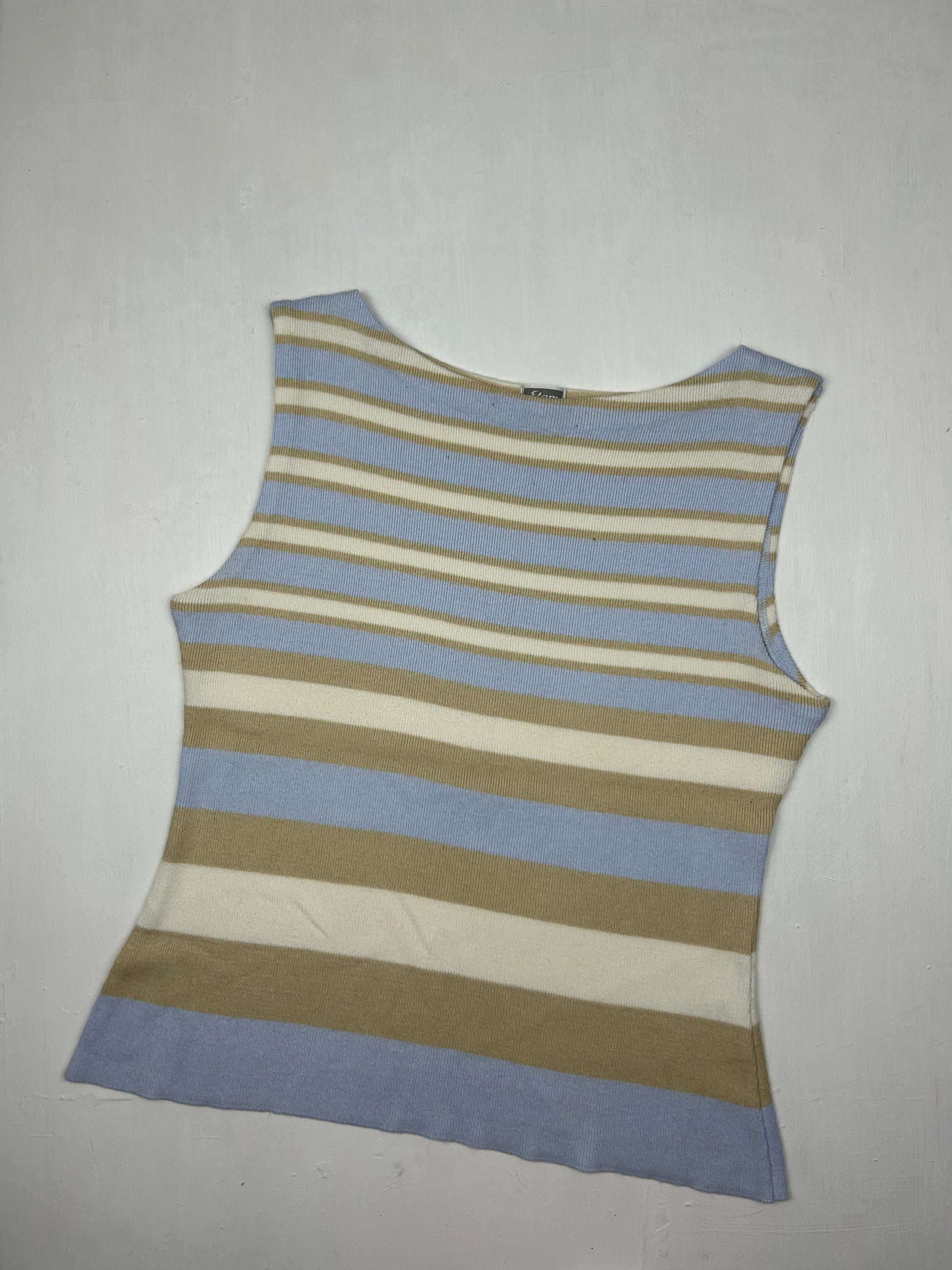 Baby blue striped knitted tank top (S/M)