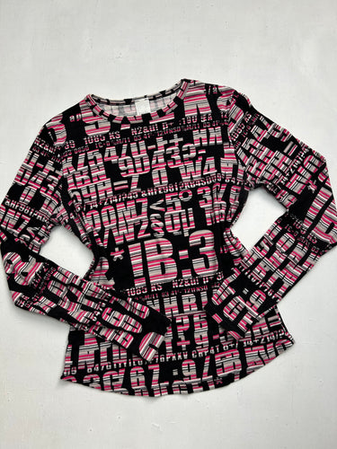 Black graphic print cotton long sleeves top (S/M)