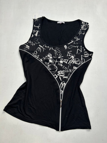 Black zip up stretchy tank top (M/L)