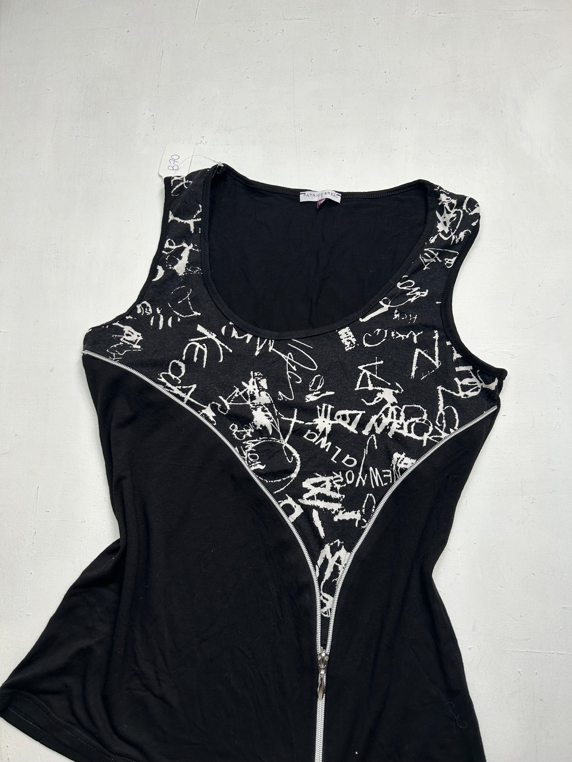 Black zip up stretchy tank top (M/L)