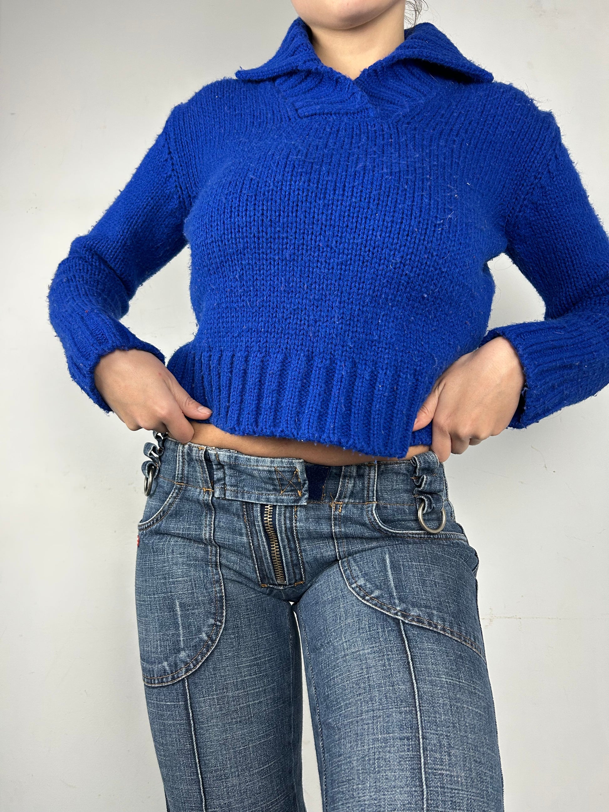 Blue high neck wool jumper (S/M)