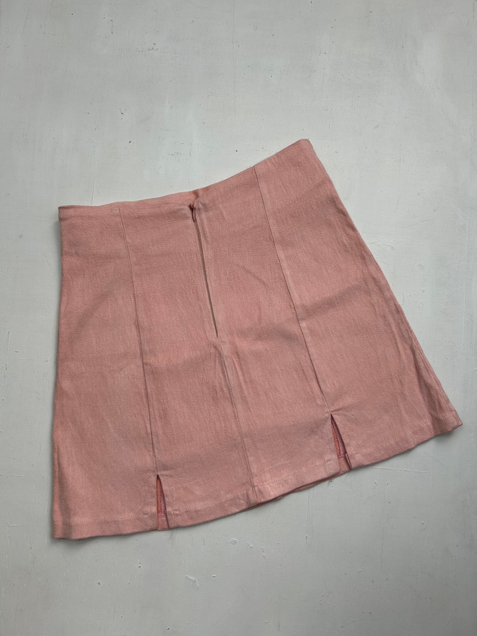 Baby pink low rise pleated mini skirt (S)