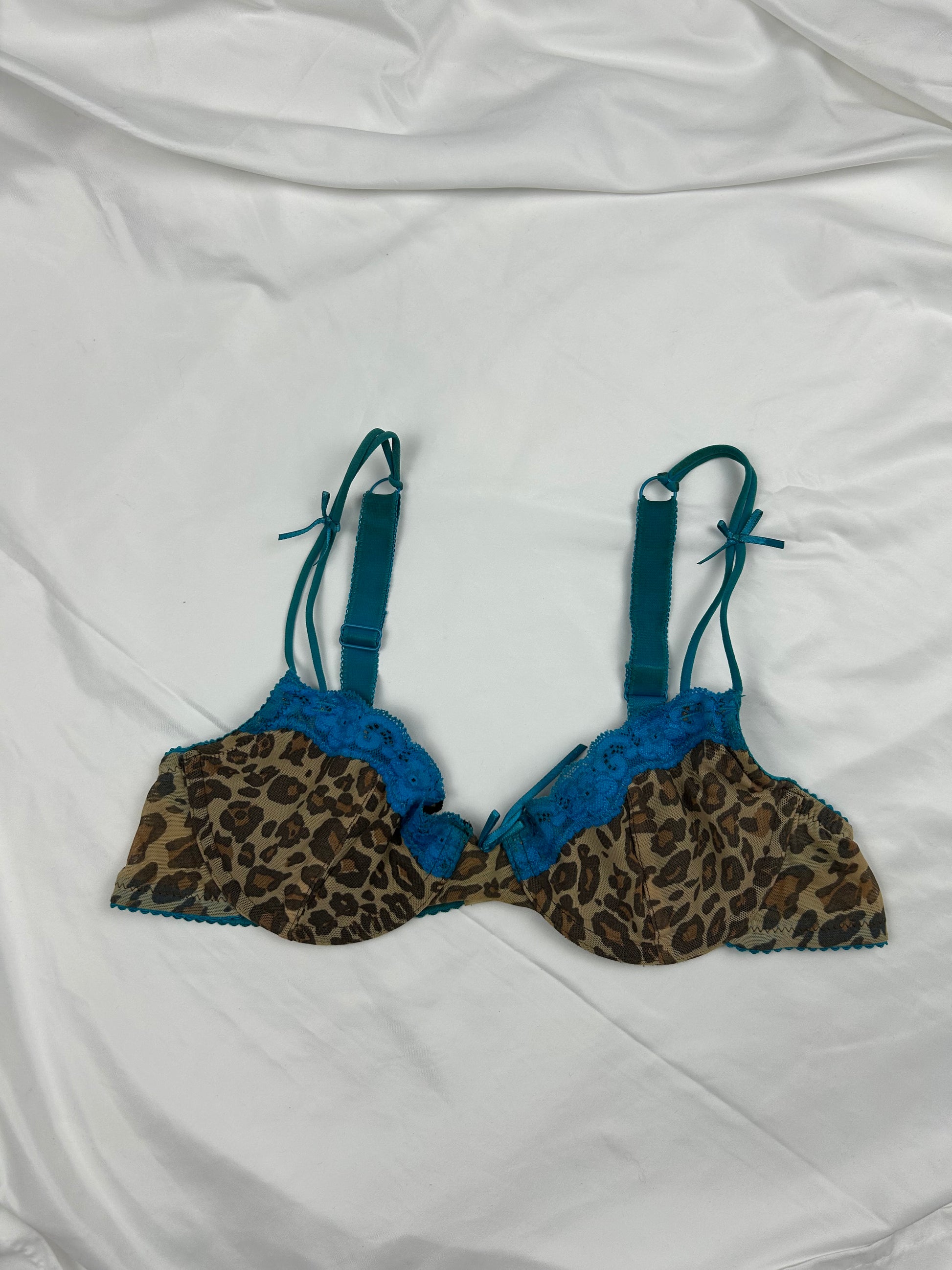 Beige panther print balcony vintage bra