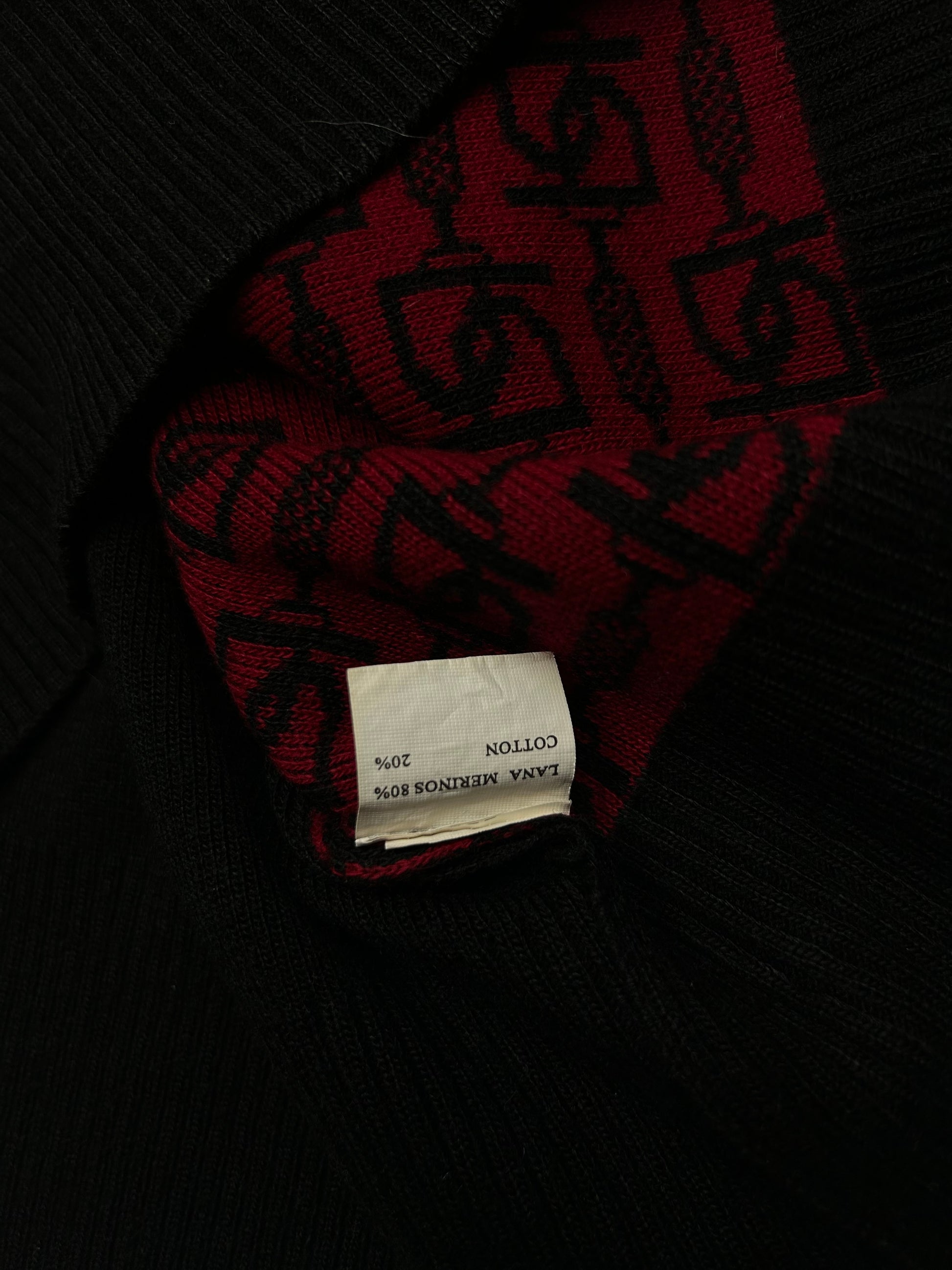 Red & black  wool zip up knitted jumper (S/M)