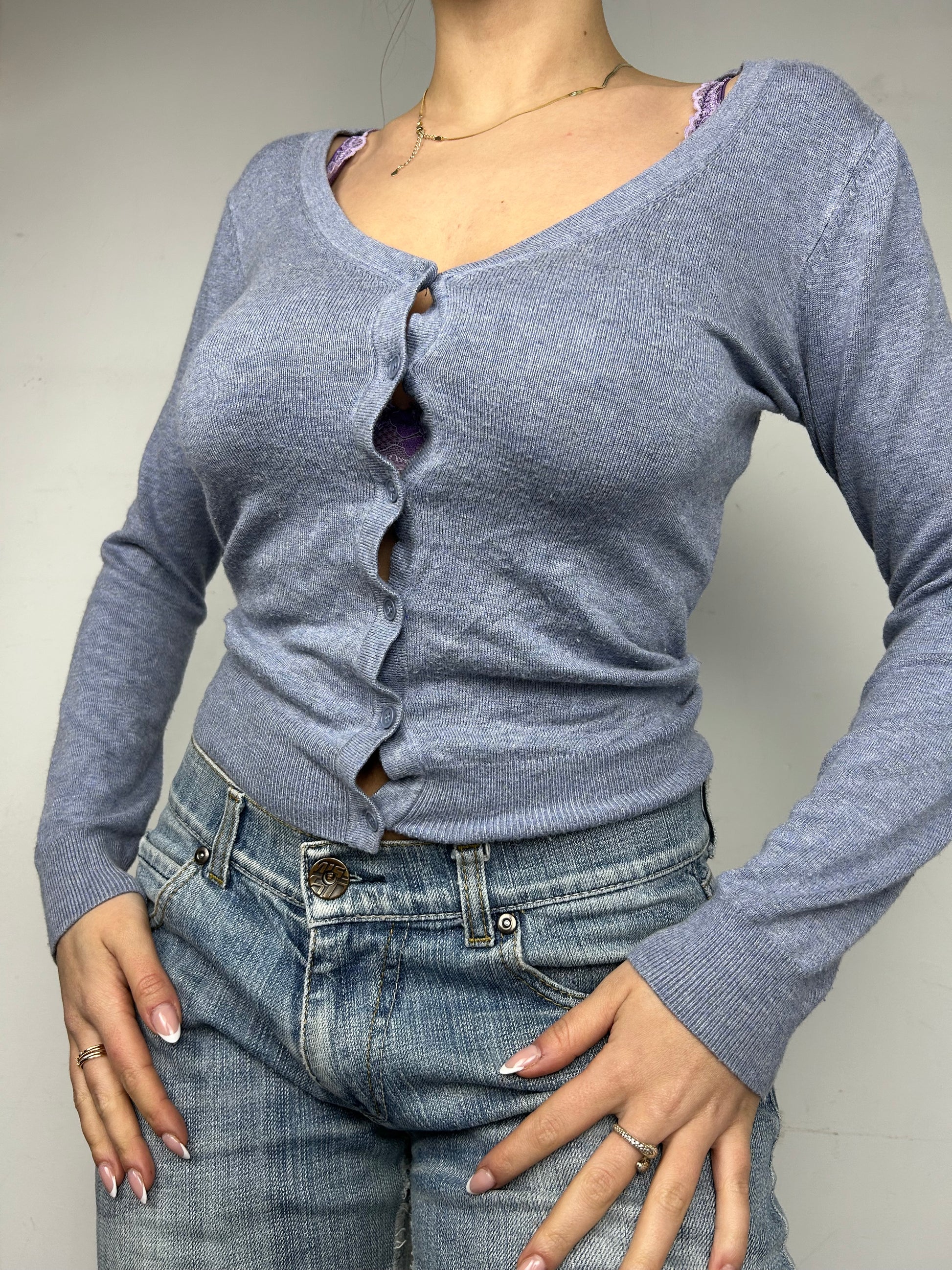 Blue super soft cardigan jumper (S/M)