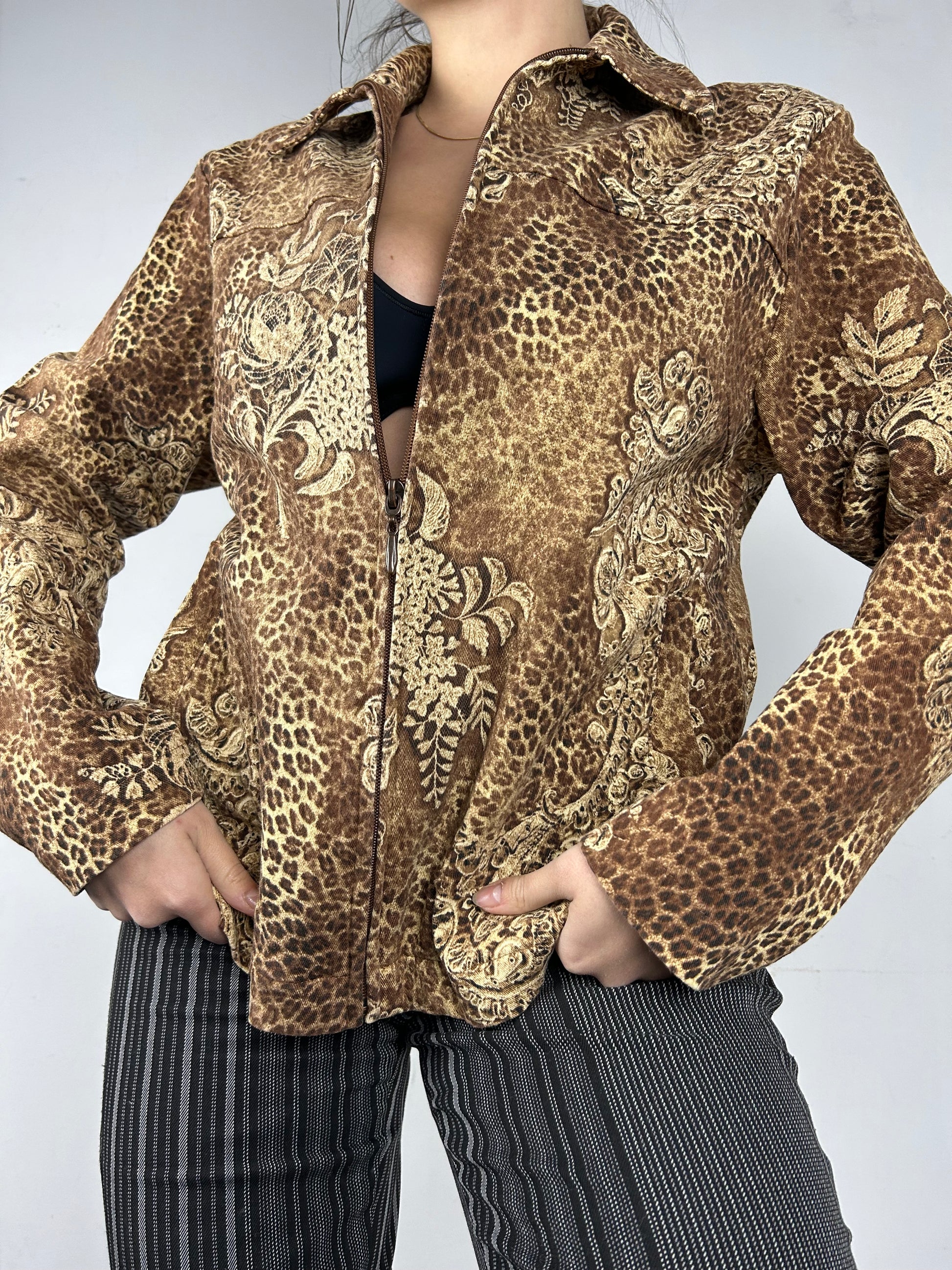 Panther print zip up office jacket (M/L)